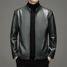 2023冬季新款皮衣男加绒外套中青年男休闲立领爸爸装ZS2118-P205，男装皮衣，电商B212（原钱塘6029）