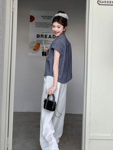 俏皮格子衬衫阔腿裤套装女夏2025新款两件套爆款高级感超火流行图片