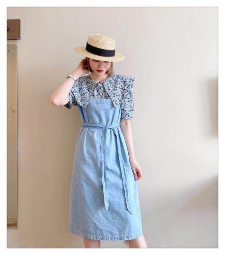 【现货】夏季新款天丝拼接牛仔连衣裙，女装连衣裙，名依人