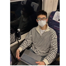 ins条纹半高领卫衣潮原宿新款青少年时尚气质潮流简约文艺套头，男装卫衣，星座506A