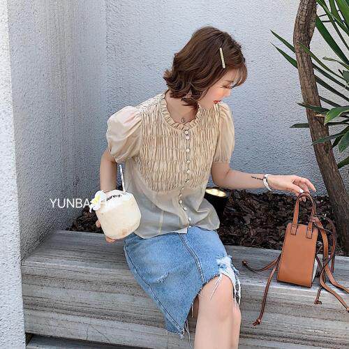 打皱天丝上衣，女装，韵芭莎