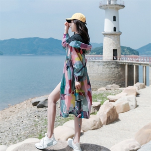 KAYANTY迷彩带帽防晒衣女长款新款透气防晒服防晒衫百搭超薄外套图片