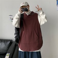 21秋冬港风针织背心宽松休闲ins潮毛线连帽马甲情侣H204/P50,男装背心/马甲,钱塘713