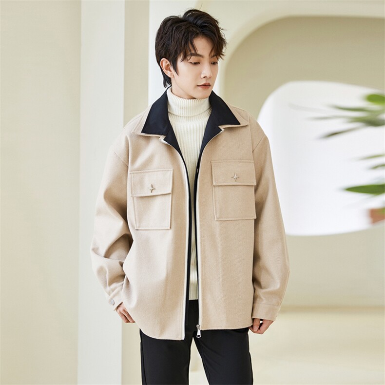 【精品】秋冬毛呢夹克男外套男假两件大码轻熟JLJ-209批115轻熟B,男装夹克,星座401