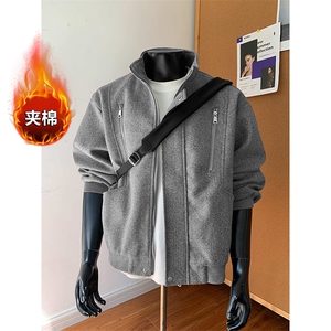 秋冬新款美式潮牌呢料外套男立体解构夹棉工装棉衣-A2261P85控148图片