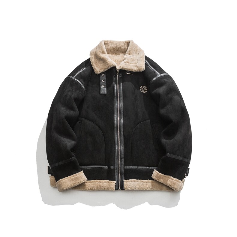 2024冬装褶皱拍鹿皮绒羊羔毛立领棉服外套3773P195,男装棉衣,电商S012（CATTEE）