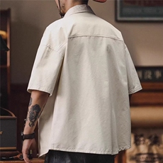 美式休闲纯棉衬衫男款夏季薄款青少年痞帅300斤胖子大码工装衬衣，男装衬衫，星座506A
