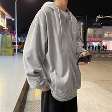 2021宽松休闲显瘦连帽抽绳简约百搭外套男XW190-特批35图片