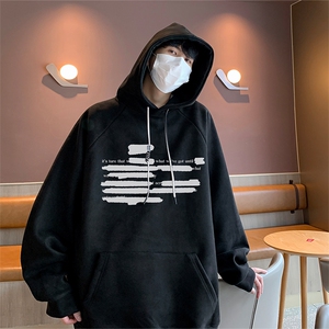 港风抖音直播得物高品质宽松麂皮绒连帽卫衣W6211P48图片