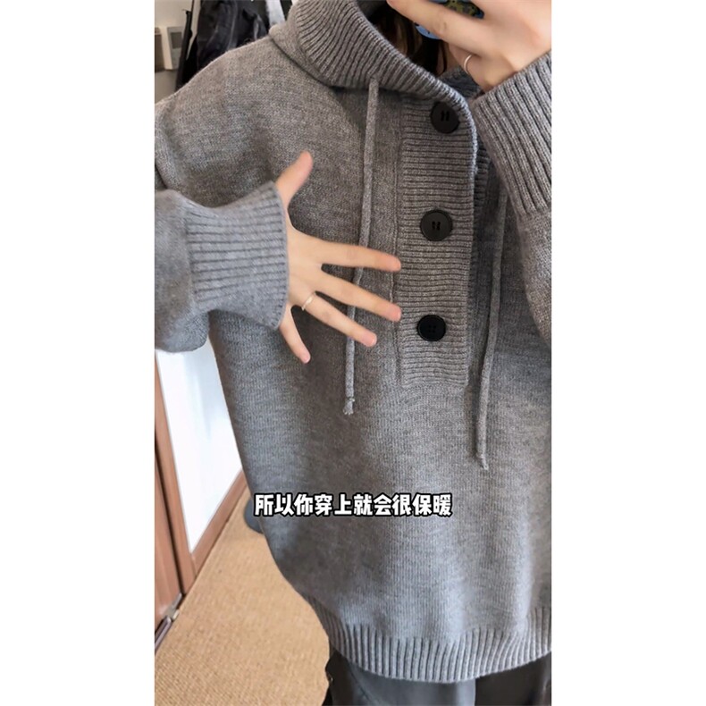 重磅秋冬装北极绒开衫毛衣美式复古休闲慵懒风针织衫加厚连帽外套,男装针织衫/毛衣,电商A486-1