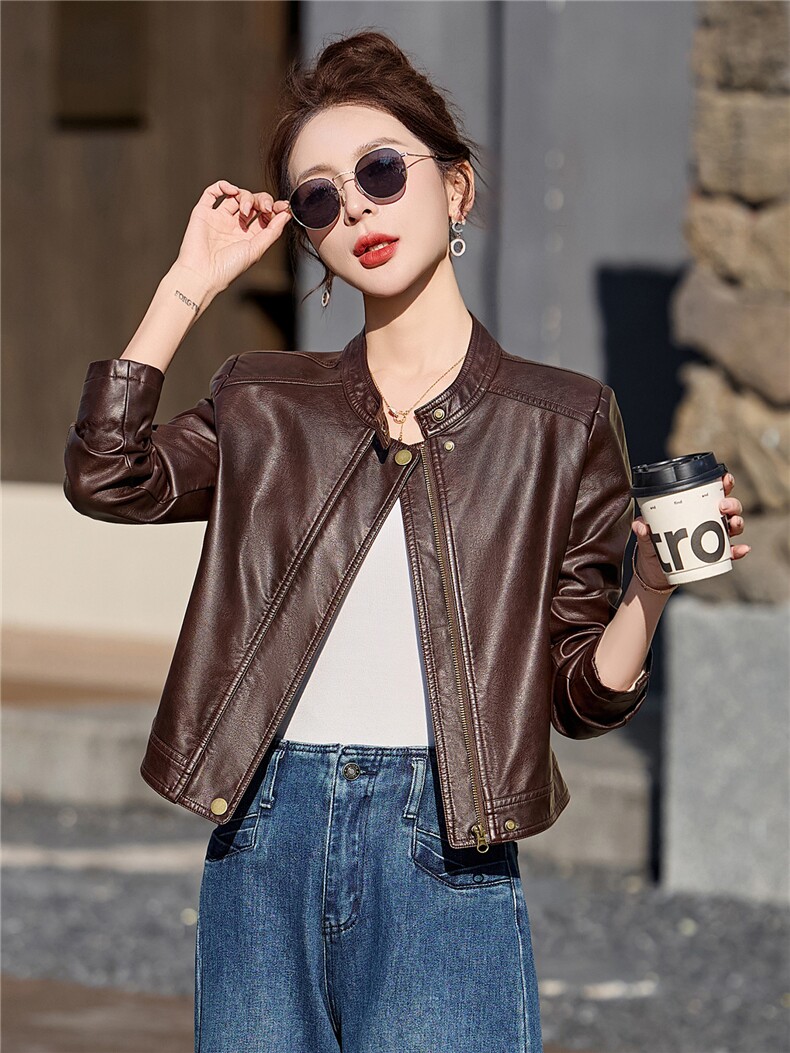 2026年春季新款现货时尚潮流高品质皮衣小外套机车服女装,女装皮衣,臻衣坊