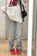 美式高街潮牌男女宽松牛仔裤610A-1-YK8848-P68，男装牛仔裤，星座610A-1
