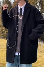 N2075/P90秋冬季中性风呢大衣男中长款男女呢料潮呢子外套风衣，男装毛呢大衣，电商A141