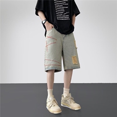 美式牛仔短裤男女韩版潮流百搭破洞2025夏季ins五分裤RK2804-P38，男装牛仔裤，星座412-2