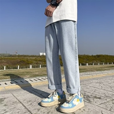 美式牛仔裤男直筒宽松百搭复古坠感阔腿裤春秋潮牌裤子NK272-P45，男装牛仔裤，星座1008