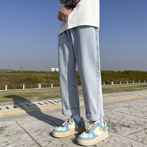 美式牛仔裤男直筒宽松百搭复古坠感阔腿裤春秋潮牌裤子NK272-P45图片