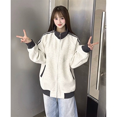 抖音得物高品质26春装美式高街重磅结构拼接织带立领卫衣外套CM42，女装短外套，电商A486