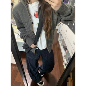 网图秋冬美拉德正肩立领拉链开衫毛衣外套潮MY1185特P55图片