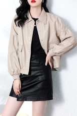 现货主推2023年秋季新款修身显瘦显高皮衣外套女，女装套装/套裙，潮流依族