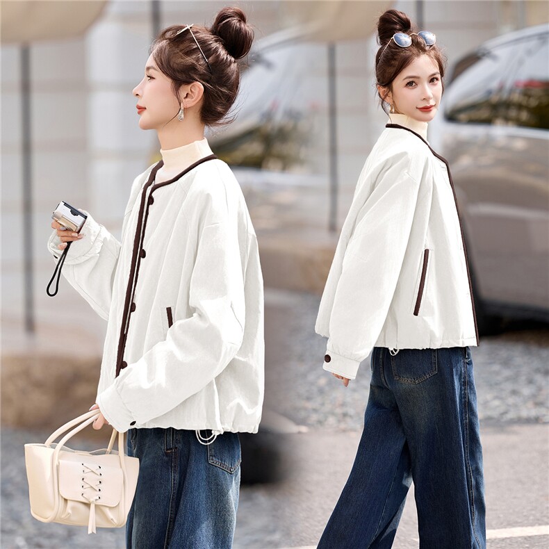 现货90白鸭绒圆领短款羽绒服女2025冬新款宽松时尚百搭保暖外套,女装羽绒服,琦鑫阁（原依鑫阁）