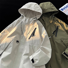 春秋新款男士宽松工装连帽夹克防风防水冲锋衣JK8303-P65，男装夹克，电商B306