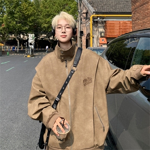 XJ416-特85控148 秋季PU皮衣外套男机车服字母刺绣大码宽松夹克图片