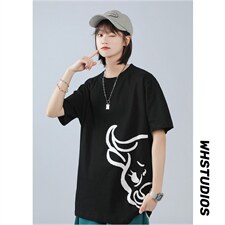 中性风个性印花短袖T恤男夏季bf风百搭半袖体恤衫棉T136P35,男装T恤,电商A089-1