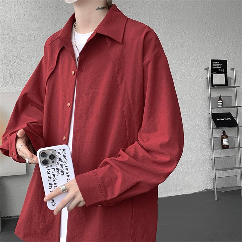 CS1159-特P33控58秋季潮流大码拼接高级感痞帅衬衫宽松外套男，男装衬衫，电商A059