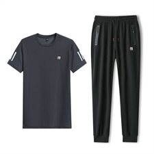 男夏装大码休闲运动套装冰丝网眼5032-1_L-4XLP1005XL-9XLP110，男装套装，星座1516-1