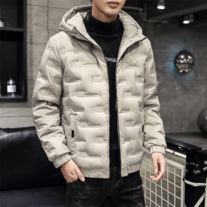 现货足主推短款连帽压花轻薄学生夹克羽绒服面包服班服团体服图片