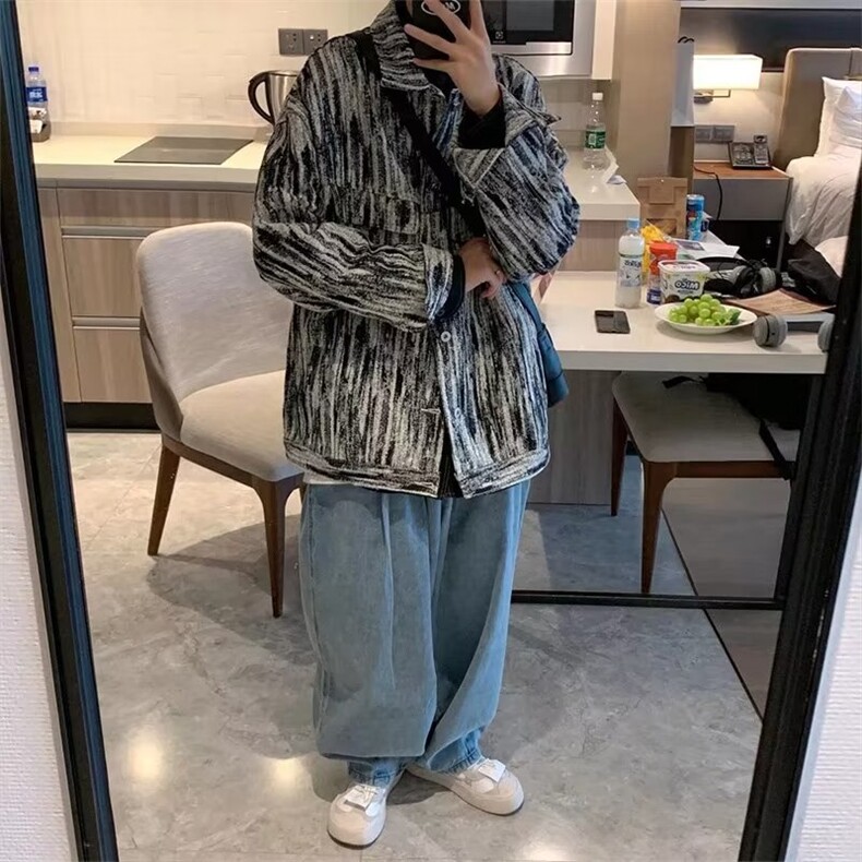 A81-P42长袖衬衫男春秋款高级感潮牌痞帅衬衣外套美式复古,男装衬衫,电商B323A