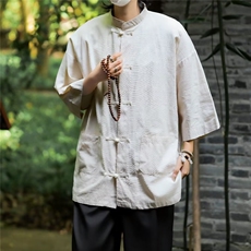 日系衬衫夏季宽松休闲半袖工装衬衣设计感情侣款外套，男装衬衫，星座716-4