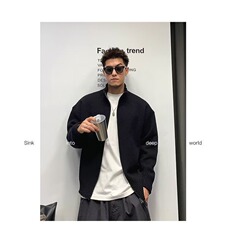 秋冬季新款男士立领拉链针织时尚修身拉链上衣简约净版气质外套潮，女装短外套，星座715-4