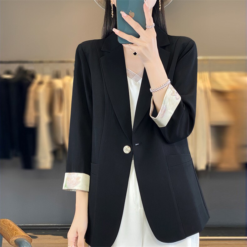 2024年秋季时尚气质简约百搭七分袖一粒扣西装,女装西装,朝贺羊绒