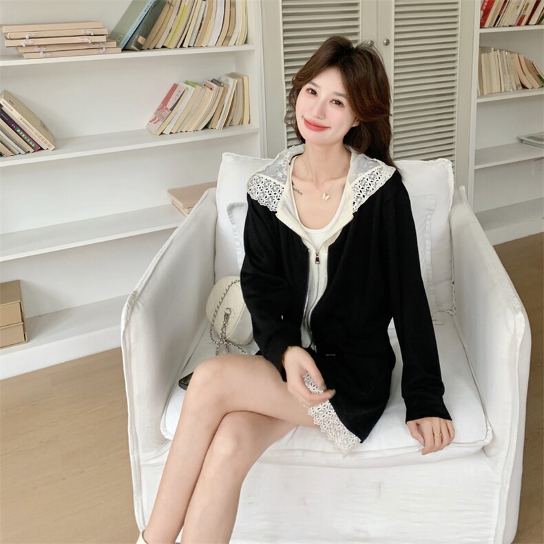 【新款】法式复古蕾丝拼接黑色套装裙088-9835P195K318,女装套装/套裙,2C088