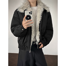 新款潮牌复古大毛领立领男女秋冬季宽松情侣百搭棉衣Y8892-P100，男装棉衣，星座208-5