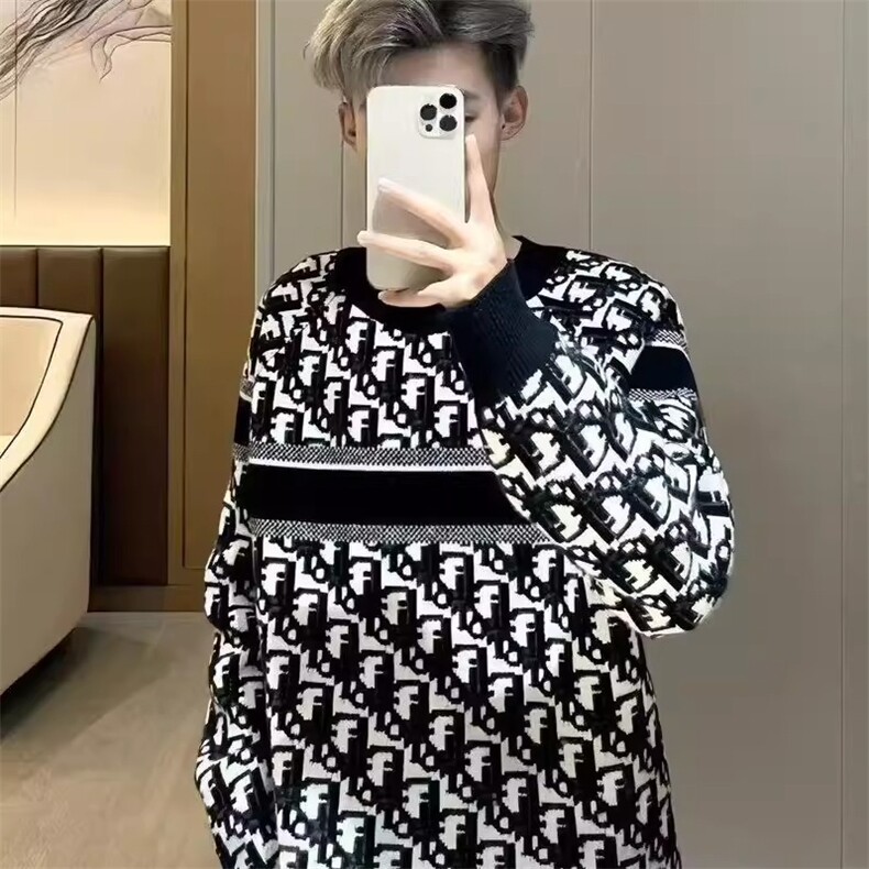 潮字母提花圆领针织衫毛衣秋冬季男女同款宽松保暖上衣MYY51P53,男装针织衫/毛衣,星座1013-5