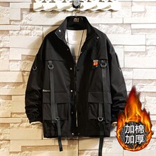 现货7XL-M码 立领加棉棉衣男2023冬新款织带加厚外套支持各种活动图片