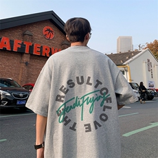 夏季纯港风宽松大码圆领短袖T恤XZ313B-2T723-P23控38，男装T恤，星座313B-2