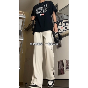 小众排扣设计休闲西裤男潮流宽松直筒垂感百搭长裤A400P55控78图片