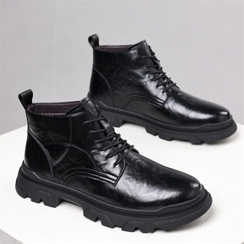 X4586-155马丁靴2024冬季新款工装靴加绒高帮男皮靴,男装工装外套,星座1407-3
