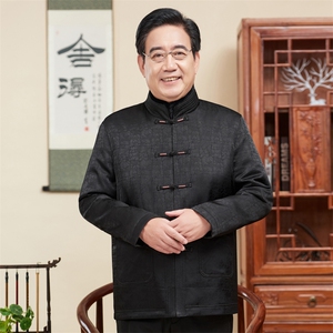 风唐装中老年可脱卸内胆休闲长袖爸爸装白鸭羽绒服TF818-235图片