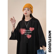中性夏季小清新印花全棉宽松情侣ins圆领短袖T恤T1053P25控38，男装T恤，A247A