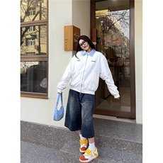 美式复古街头外套女设计感小众棒球服春秋季潮宽松拼接飞行夹克，男装夹克，星座218-1（原230）