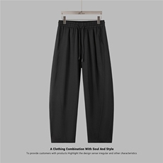 直筒纯色休闲裤长裤男松紧垂感弯刀裤A329-K8826-P55，男装休闲裤，电商A329