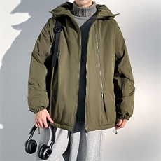新款冬季日系机能风连帽工装潮流棉衣外套情侣百搭MY9087-P100，男装棉衣，电商A128
