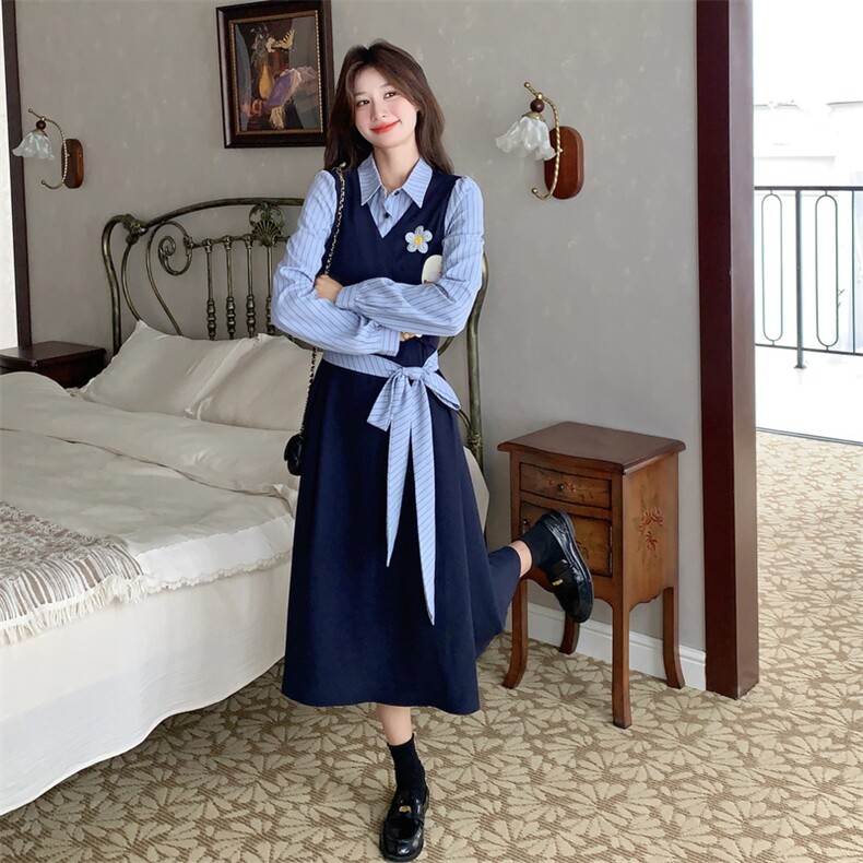 26春新款现-学院风法式收腰显瘦长袖衬衫裙2603-P150K248,女装连衣裙,2B190