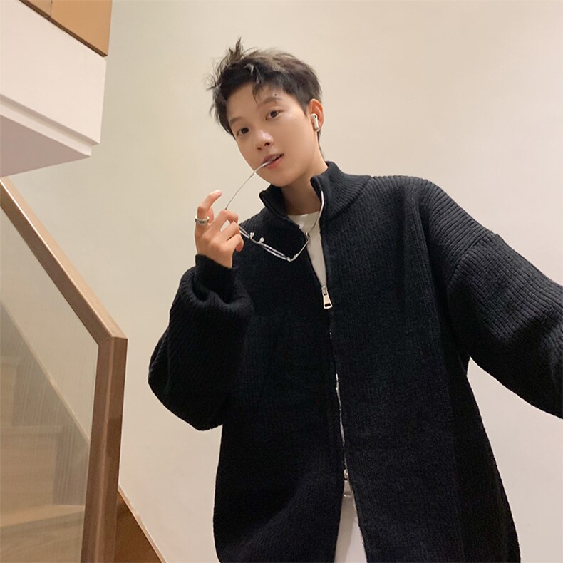 秋冬季开衫毛衣男半高领潮牌宽松百搭青少年纯色针织外套MF02/P68,男装针织衫/毛衣,星座506