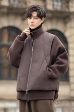 立领拼接羽绒服男士外套白鸭绒韩版潮流加厚冬装F5523-P455控798，男装羽绒服，电商A355（原A415）