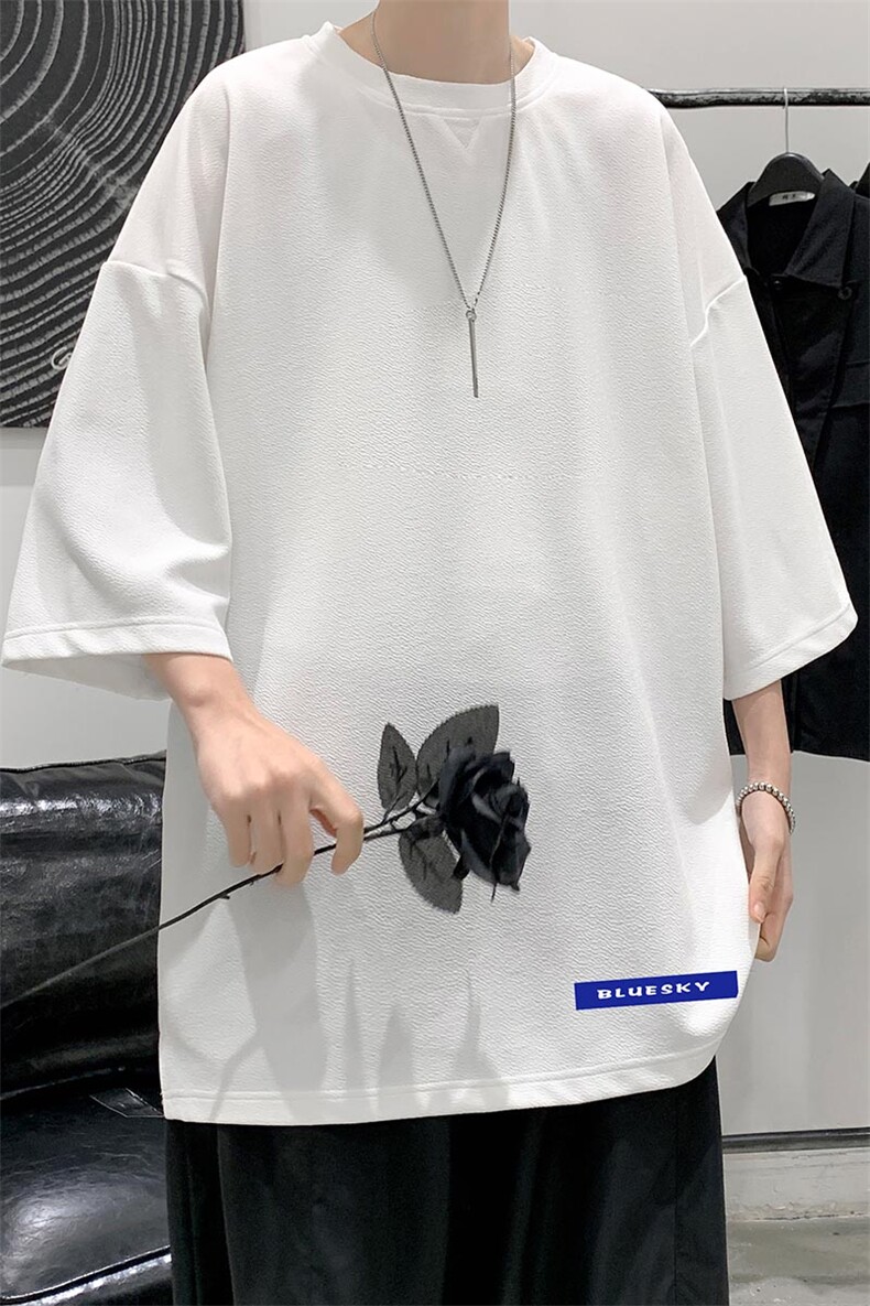 Q11202-P30春夏季七分袖t恤男大码五分袖男短袖中袖大皂风,男装T恤,电商A040